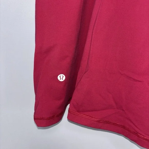 Lululemon Stash N Run Tank Ruby Red Glossy Built In Bra Criss Cross Back Sz 10 - Picture 6 of 8
